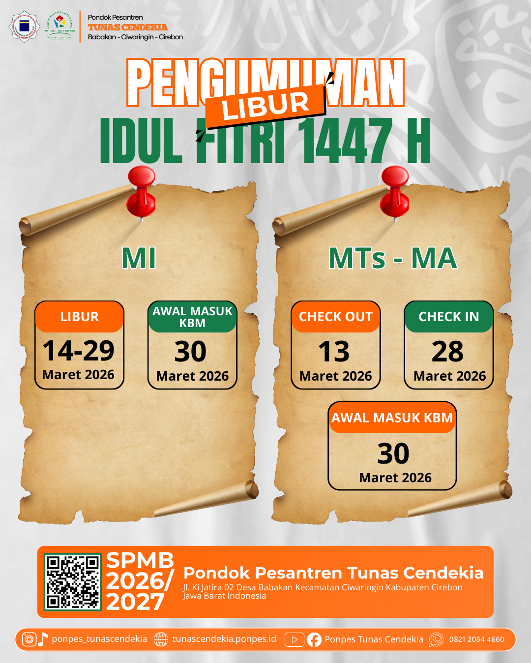 Libur Idul Fitri 1447 H Sudah Tiba! Catat Tanggal Penting Ini Bagi Santri Ponpes Tunas Cendekia